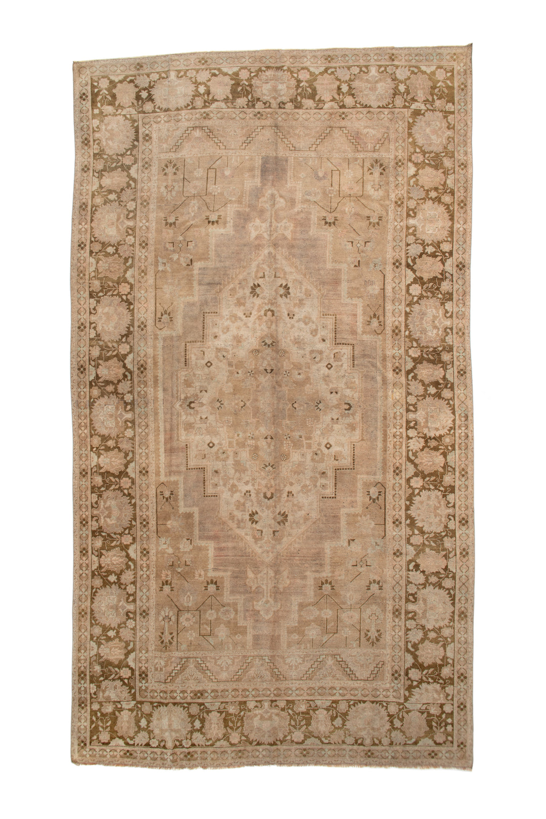 Large Vintage Rug 6 | 7'9" x 13'3", Brown and Blush Tones