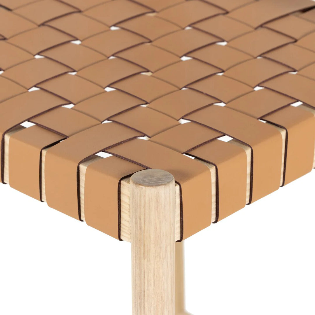 Wood + Woven Leather Counter Stool