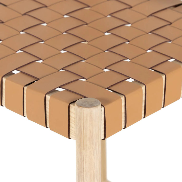 Wood + Woven Leather Counter Stool