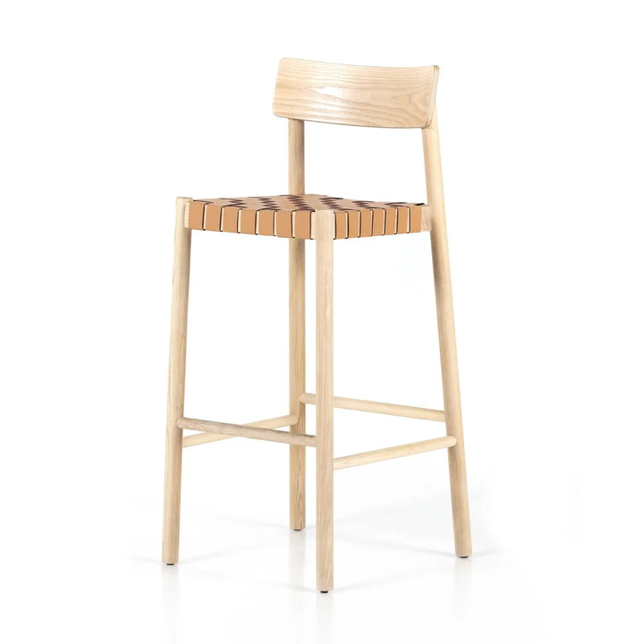 Wood + Woven Leather Counter Stool