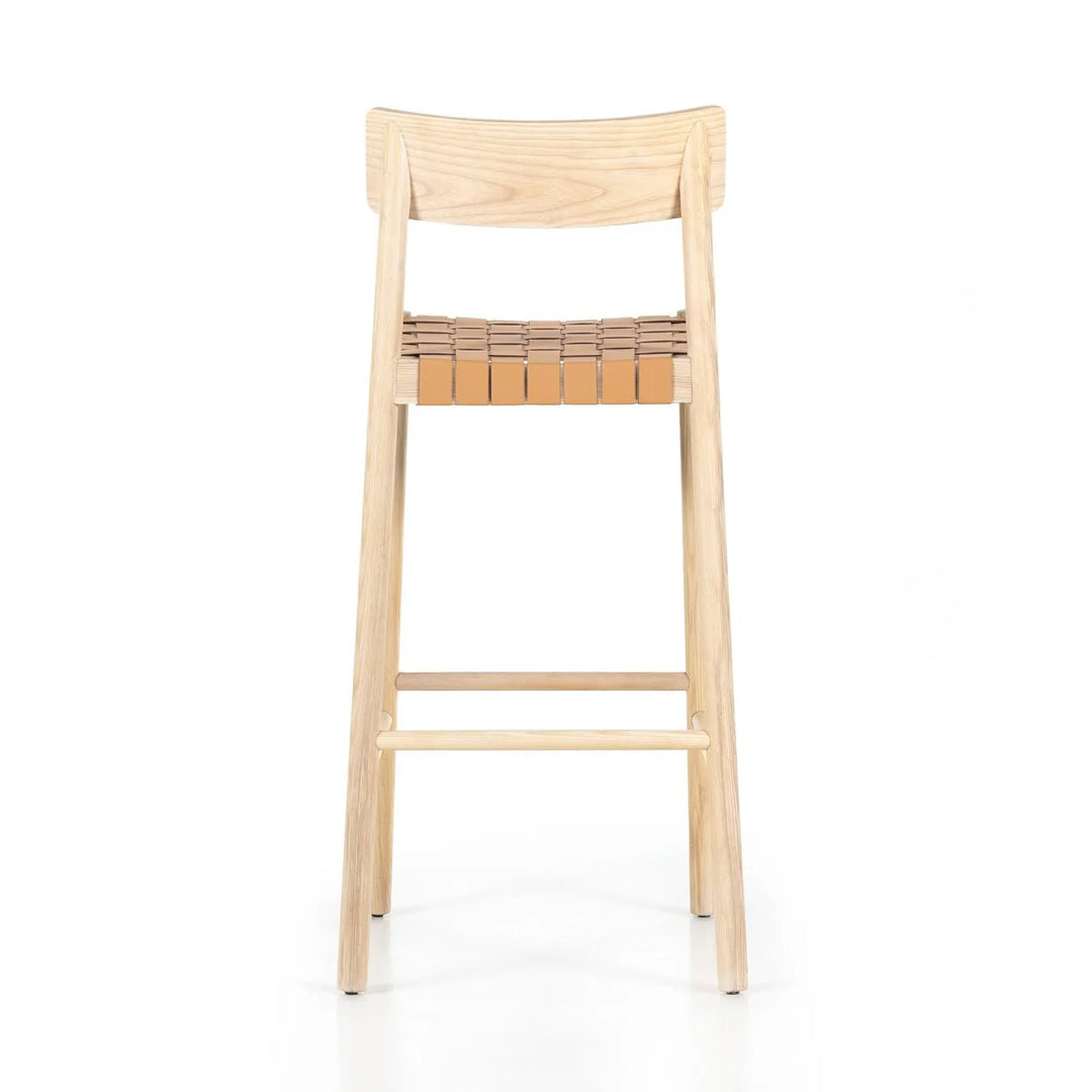 Wood + Woven Leather Counter Stool