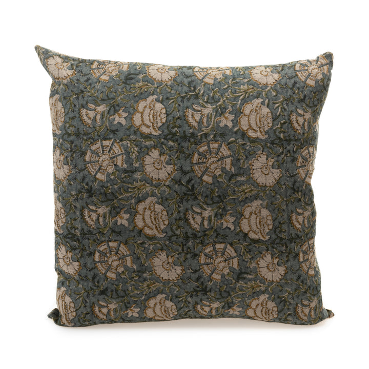 Decorative pillow with floral pattern on a white background