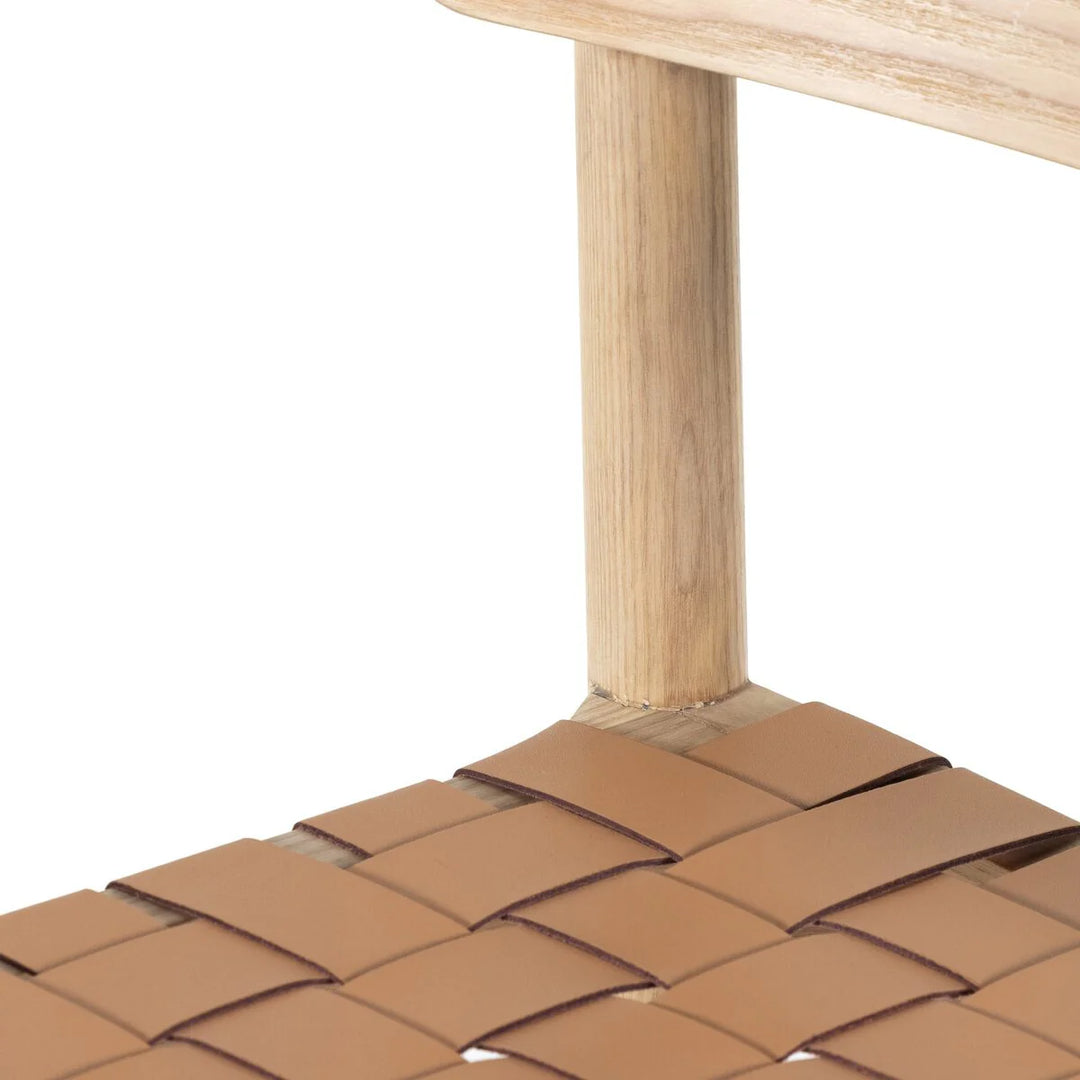 Wood + Woven Leather Counter Stool
