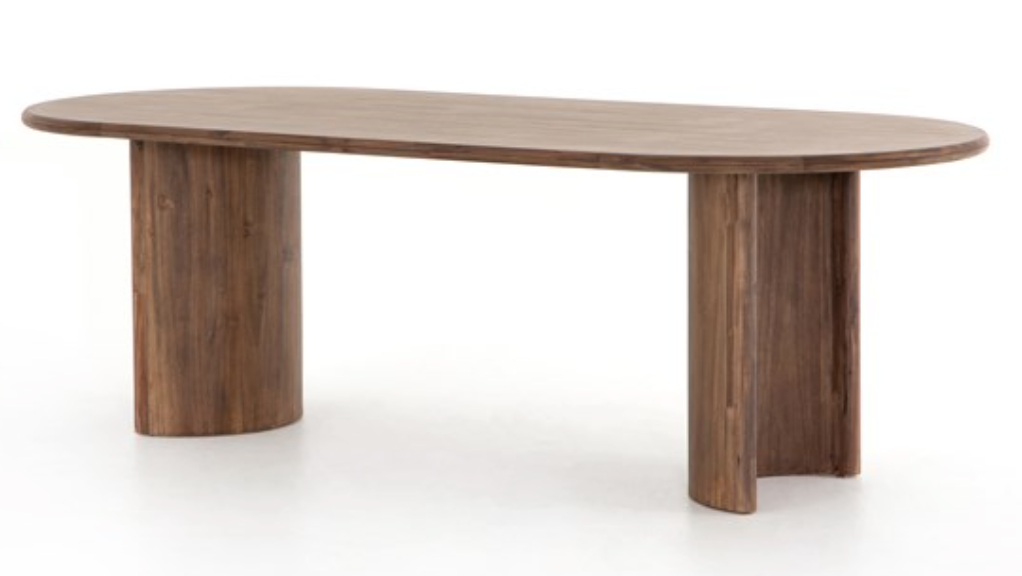 Crescent leg dining table