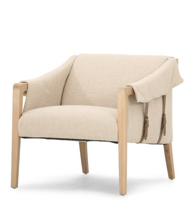 Ash wood upholstered accent chair