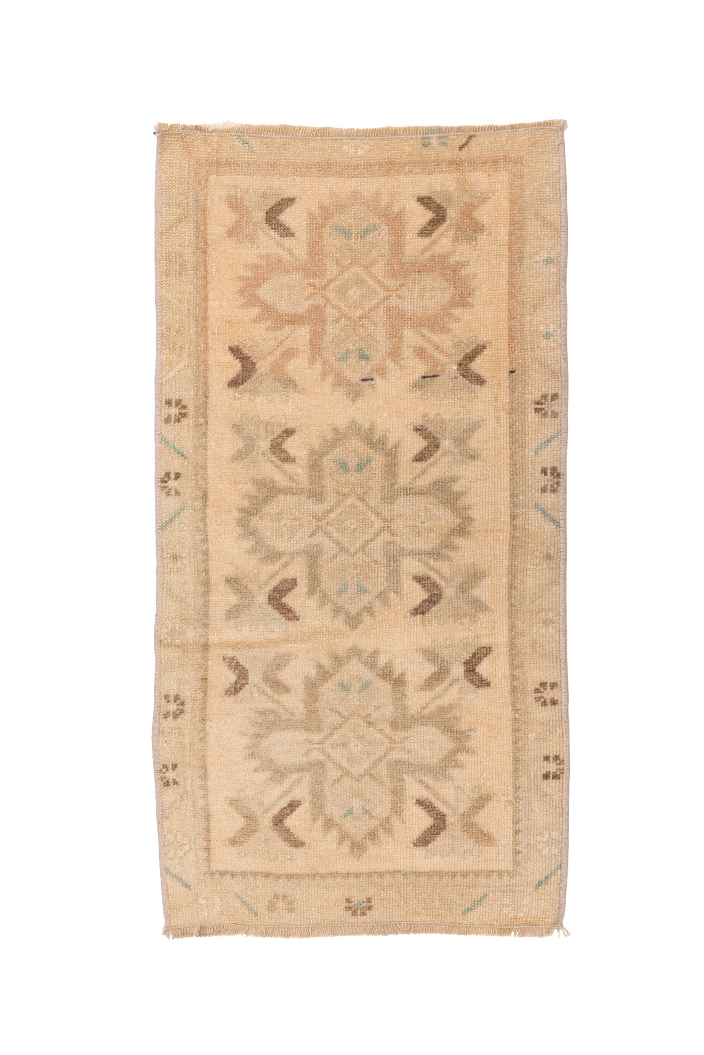 Mini Vintage Rug 19 | 1'7" x 3'2", Warm Geometric Pattern, Teal Specs